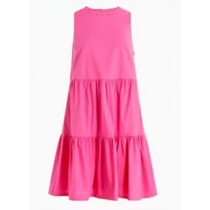 J. Crew Pink Tiered Ruffle Neck Sleeveless Dress Size 6 coastal coquette